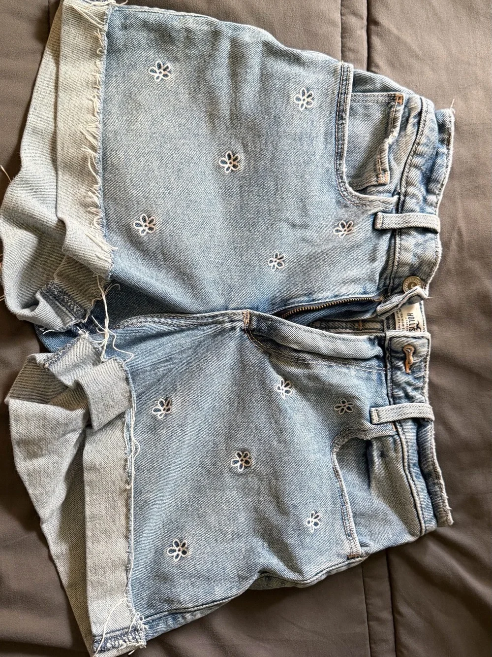 Hollister Light Blue Embroidered Denim Shorts